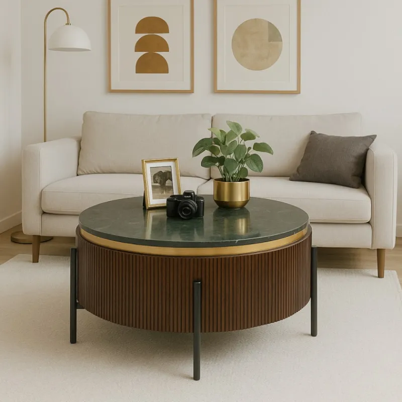 Kare Design Salontafel Catalina Zwart/Bruin Ø90cm