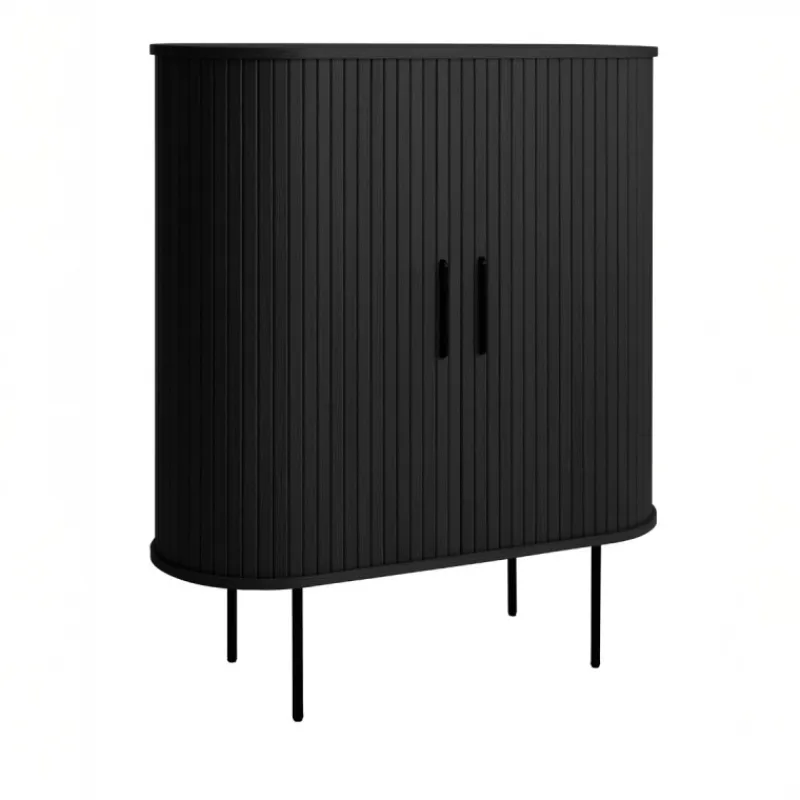 Giga Living Kast Nola met Glazenrek - Zwart Online