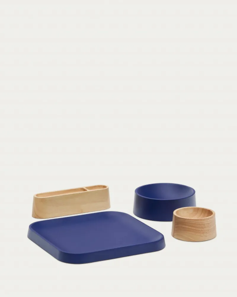 Kave Home Aperitiefschaaltjes Bletz Set Blauw En Naturel Acaciahout Online