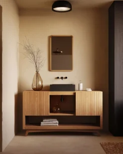 Kave Home Badkamermeubel Kuveni Massief Teakhout Natuurlijk 140x50cm
