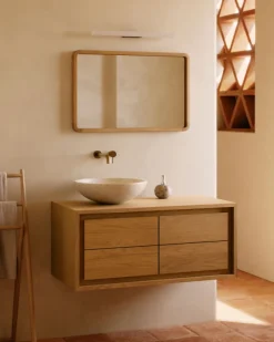 Kave Home Badkamermeubel Kenta Massief Teakhout 90x45cm Naturel Best