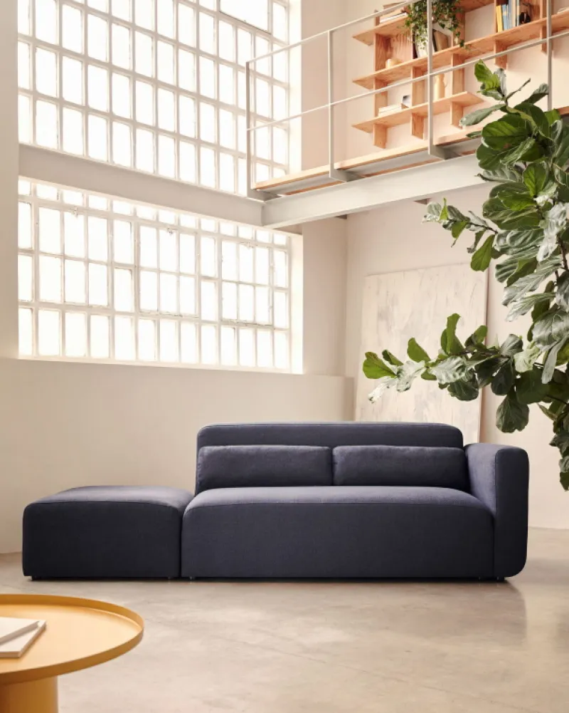 Kave Home Bank Neom 2-zits Modulair Blauw Eindpaneel 244cm Donkerblauw Best