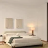Kave Home Bed Odina Ecru Bouclé Afneembare Hoes Beige Essenhout voor Matras 180x200cm