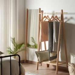 Kave Home Kledingroede Natane Eikenhout en Rotan 95x152cm Clearance