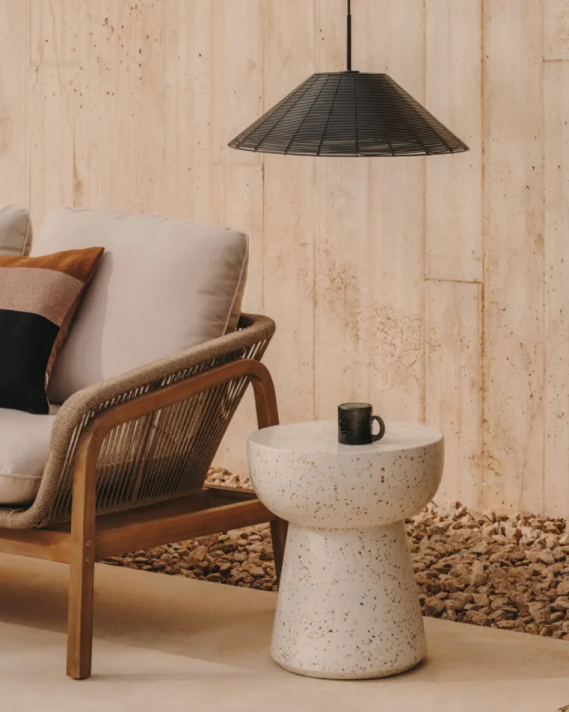 Kave Home Lampenkap Saranella Voor Plafondlamp Zwart Rotan Ø50cm