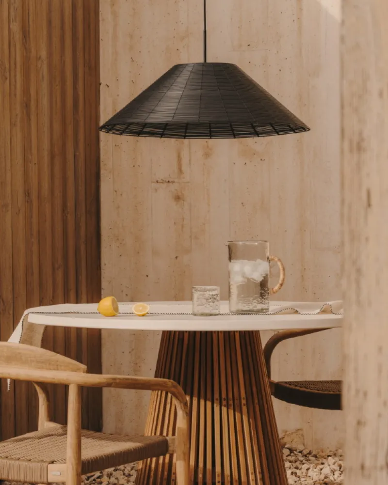 Kave Home Lampenkap Saranella Voor Plafondlamp Zwart Rotan Ø70cm Outlet