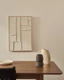 Kave Home Schilderij Klis Linnen met Geometrische Vormen Wit 80x100cm Hot