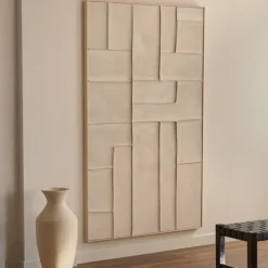 Kave Home Schilderij Klis Linnen met Geometrische Vormen Wit 120x200cm