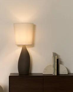 Kave Home Tafellamp Viona Groot Steeneffect en Katoenen Lampenkap 77cm Best