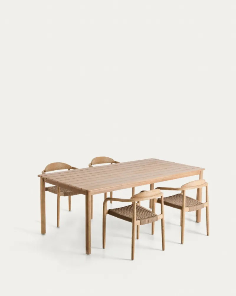 Kave Home Tuinset Sori Acaciahout 4 stoelen Naturel New