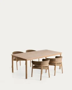 Kave Home Tuinset Sori Acaciahout Touw 4 stoelen