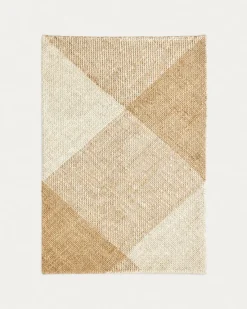 Kave Home Vloerkleed Maelan Geruit Naturel Jute en Katoen 160x230cm Sale