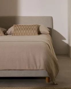 Kave Home Hoofdbordovertrek Valma Parelkleurig Chenille Voor Bed 160x200cm
