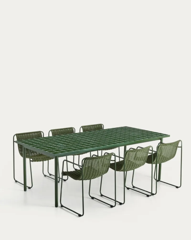Kave Home Maurina Tuinset Staal Tegels Groen 223x101cm Online