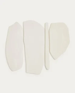 Kave Home Muurpanelen Siluna Set van 4 Wit Papier-maché