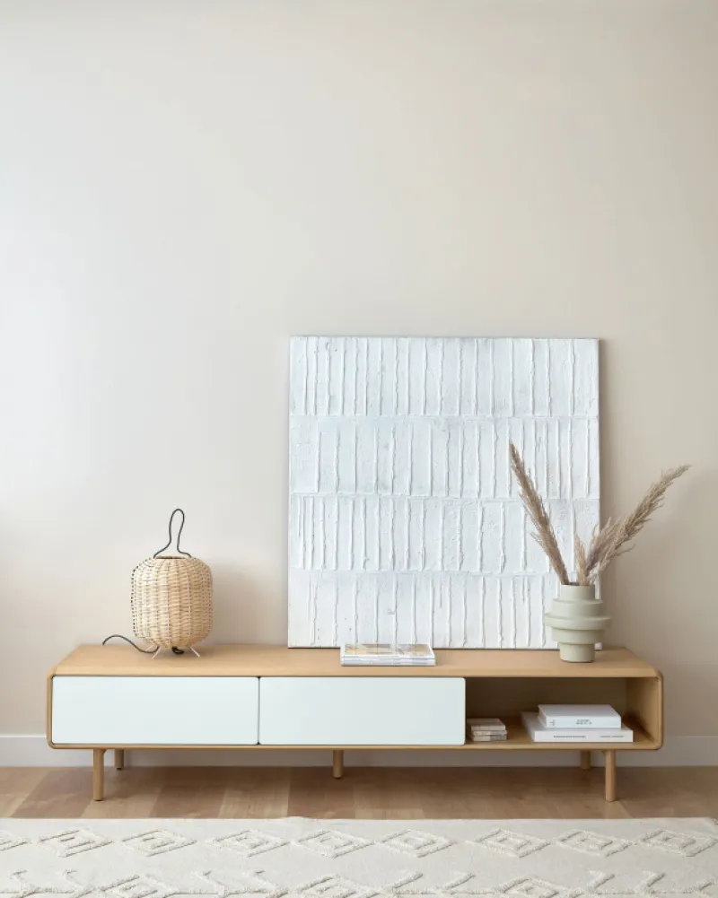 Kave Home Schilderij Basilisa met Grijs en Wit 90x90cm