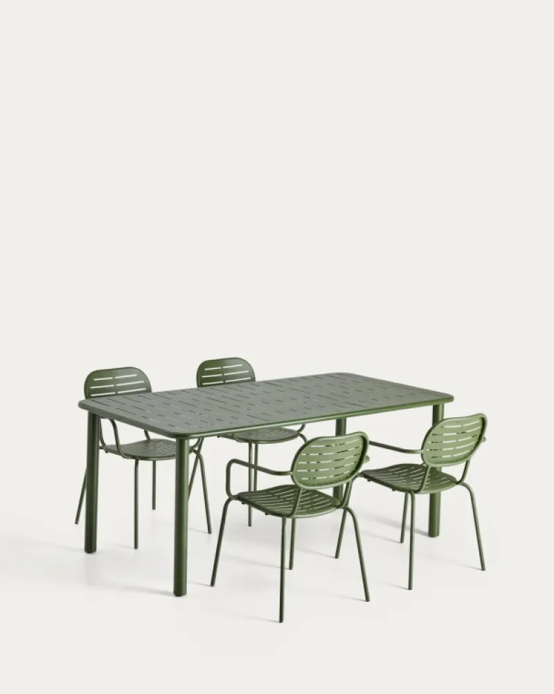 Kave Home Tuinset Brai Staal Groen 180x90cm