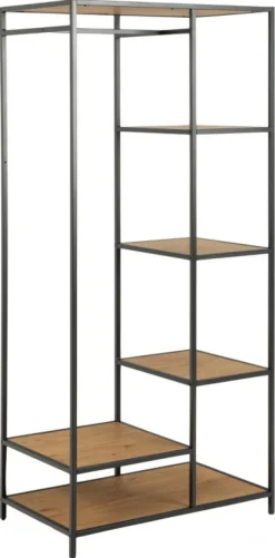 Giga Living Kledingkast Bronx Metal Zwart/Naturel -
