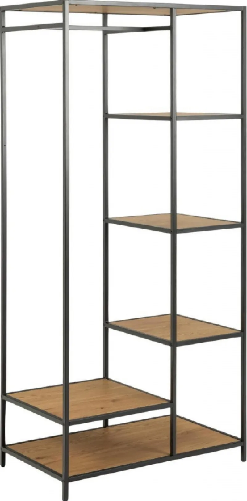 Giga Living Kledingkast Bronx Metal Zwart/Naturel -