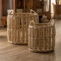 Kodu Mand Set van 2 Rond Dieky Naturel Fiber Bruin Clearance