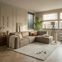 Label51 Bank Kay Micro Suede 2,5-Zits + Ottomane Rechts Taupe Sale
