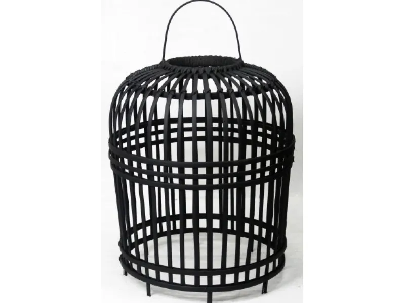 Het Mandenhuys Lampenkap Bamboo Open Zwart Small Clearance