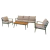 Lesli Living Loungeset Riga Naturel/Groen Set van 4 Outlet