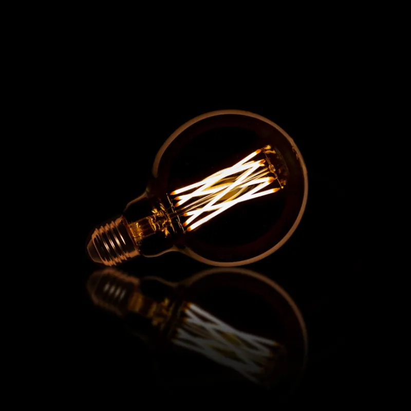 GM Lichtbron LED filament bol Ø9 5 - E27 6W dimbaar / Amberkleurig glas - Giga Meubel