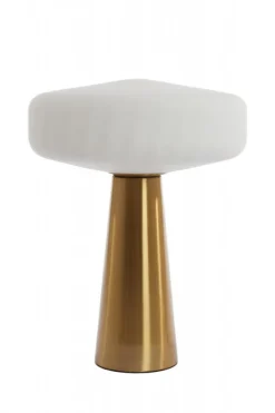 Light & Living Tafellamp Pleat Glas M Wit/Goud Outlet
