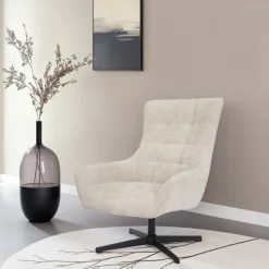 Livingfurn Draaifauteuil Naomi Toffee Beige New