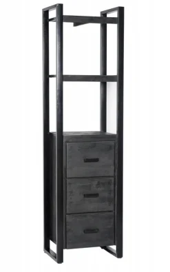 Livingfurn Boekenkast Norris Zwart 3 Laden 55x200cm Ja Outlet