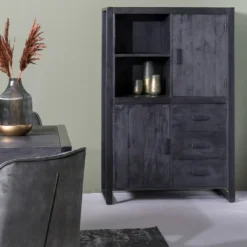 Livingfurn Kabinetkast Norris Zwart 100x150cm Clearance