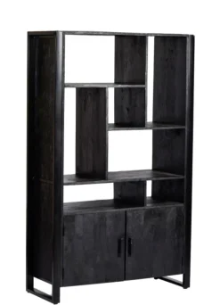 Livingfurn Wandkast Norris Zwart 110x180cm