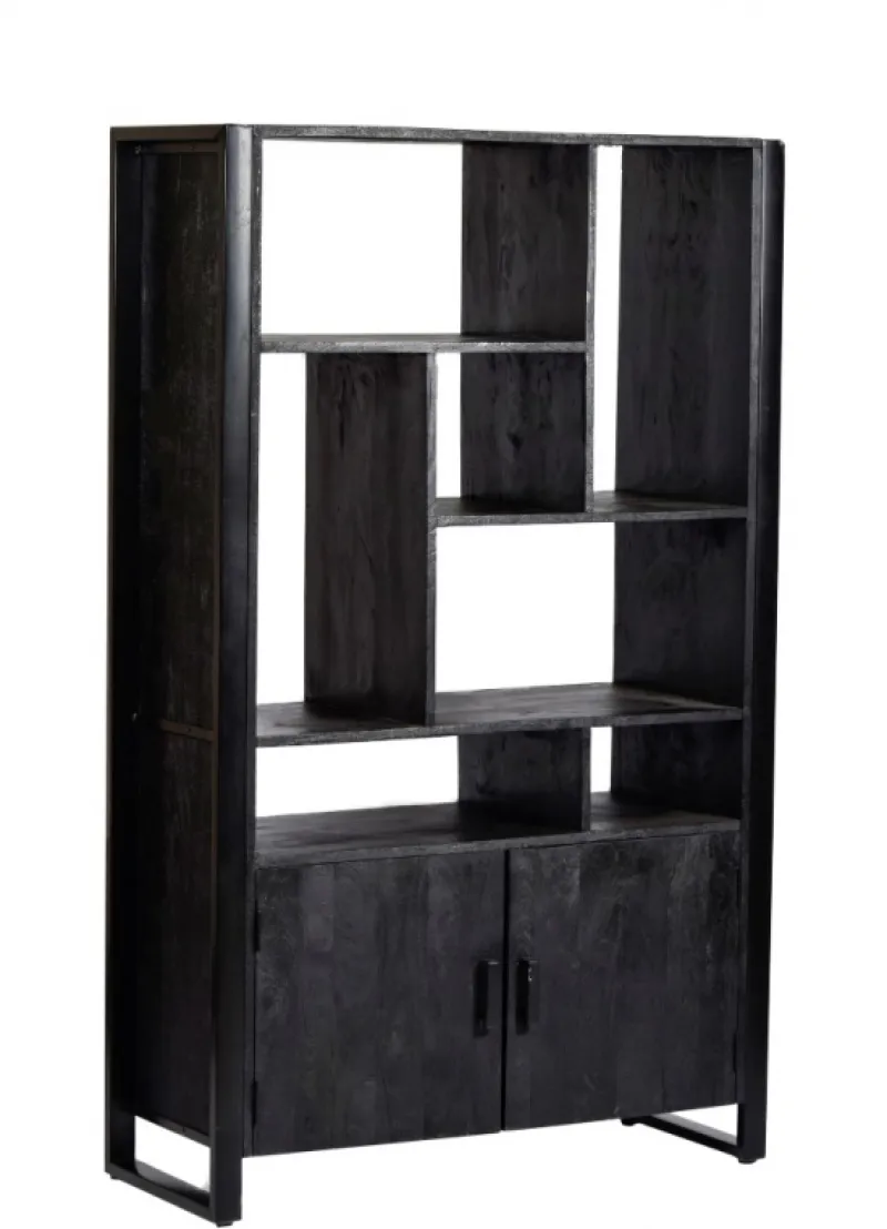 Livingfurn Wandkast Norris Zwart 110x180cm