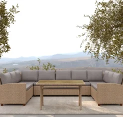 Giga Living Loungeset Ventura Naturel PE Rotan 9-Zits -