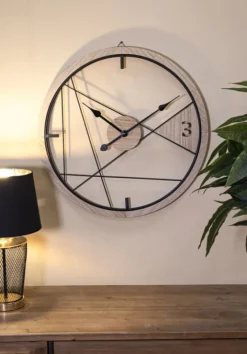 Mauro Ferretti Wandklok Geometric Design Naturel Ø60cm Discount