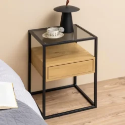 Giga Living Nachtkastje Hibernia Smoke Glas - Bruin Online