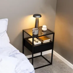 Giga Living Nachtkastje Hibernia Smoke Glas -