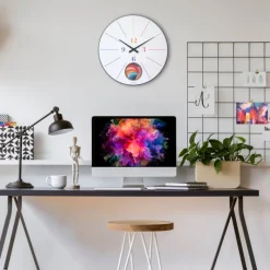 NeXtime Wandklok Duomo Pendulum Ø50cm Regenboog Clearance