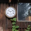 NeXtime Wandklok/Weerstation Hyacinth Numbers Weerbestendig Bruin Ø40cm Outlet