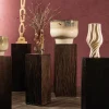 PTMD Zuil Riko Bruin Wavy Carved Set van 2 Clearance