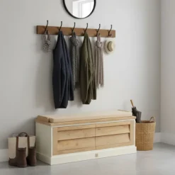 Rivièra Maison Opbergbank Pacifica Naturel/Wit 110cm Best