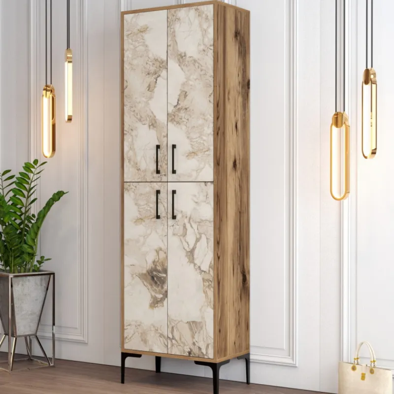 Arabic House Schoenenkast Berlin Melamine Walnoot Wit Marmerlook Discount