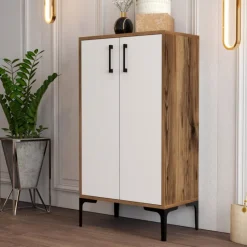 Arabic House Schoenenkast Prag Melamine Walnoot Wit