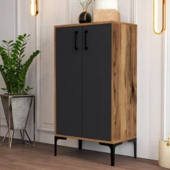 Arabic House Schoenenkast Prag Walnoot/Antraciet 110cm Antraciet/Walnoot