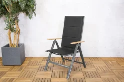 SenS-Line Verstelbare Tuinstoel Pisa Zwart/Houtlook