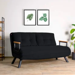 Arabic House Slaapbank Sando 2-Zits Zwart Polyester Outlet