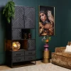 StarFurn Vakkenkast New York Mangohout Zwart 90cm Best