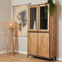 StarFurn Vitrinekast RichWood Mangohout 4-Deurs Clearance
