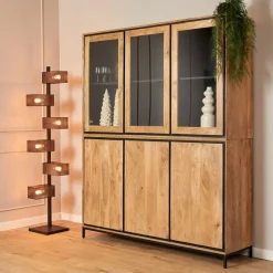 StarFurn Vitrinekast RichWood Mangohout 6-Deurs